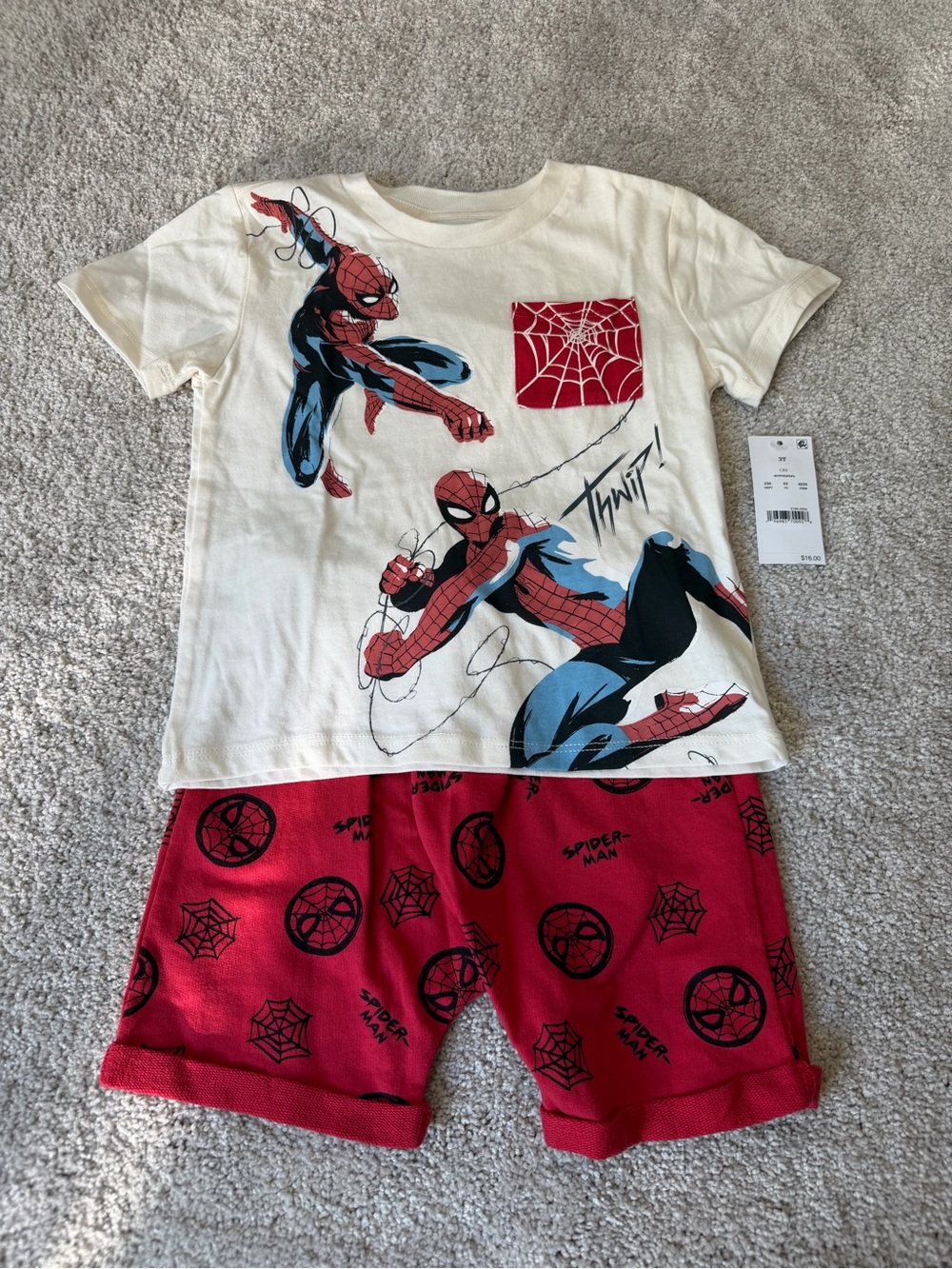 NWT Marvel Cartoon Print Boys Short Sleeve 2-Piece Pajama Set Size 3T